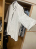 莱北（LAIBEI） 七分袖衬衫男夏季衬衣帅气中袖男装冰丝薄款竖条纹商务休闲衣服 白色 XL/175【120-135斤穿】 实拍图