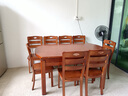 淘邦  实木餐桌 可伸缩折叠实木餐桌椅组合 餐桌餐椅套装吃饭桌子 1.5米海棠色 一桌八椅 实拍图