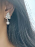 S921银针耳钉女水晶蝴蝶优雅耳钉女时尚百搭珍珠耳坠小众设计耳饰 S925水晶蝴蝶耳钉 一对装 实拍图