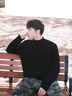 POUM半高领毛衣男士春秋冬季新款黑色内搭保暖潮流韩版宽松打底针织衫 SM-002黑色 XL 实拍图