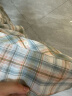 百图betu女装2024夏季新款衬衫纯棉格纹宽松透气长袖空调衫女2404T44 绿色格 S 晒单实拍图