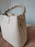 名夏（MINGXIA）牛皮女包新品韩版水桶包软皮女包简约单肩斜挎女士包包甜美手提包 奶昔白配棕大号 实拍图
