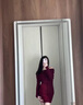桃伊悠（taoyiyou）新款纯欲小个子包臀裙女秋冬季红色一字肩针织连衣裙修身内搭裙子 酒红色 M 实拍图