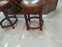 创运美式乡村酒吧椅头层牛皮吧台椅旋转高椅真皮高脚椅无靠背柜台椅 浅棕全头层牛皮坐垫款 实拍图