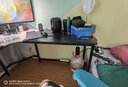 哈骆顿（HALODN）电脑桌台式家用实木转角电脑桌办公学习简约双人桌子L型拐角书桌 【转角书桌带书架】胡桃色 长120cm可左右互换-单桌 实拍图