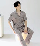 莫代尔睡衣男冰丝短袖夏季薄款春秋仿真丝绸家居服套装2025年新款 银灰椭圆【缎面冰雪丝 短袖长裤  L 【适合100-120斤】【冰丝触感 实拍图