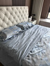 富安娜床上四件套高档欧式提花套件双人床单四件套素提 A涤天丝提花B面纯棉【床笠款】蓝 1.8米 床笠款 （被套229*230cm） 实拍图
