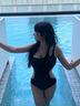 斤慕泳衣女夏季新款性感连体法式复古比基尼小胸聚拢露背泡温泉游泳衣 黑色L码100-110斤 实拍图