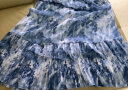 颜域短袖V领印花连衣裙女夏装复古轻熟中长款气质鱼尾裙 蓝花 XL/42 晒单实拍图