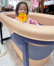 日康（rikang）泡澡桶 儿童折叠浴桶婴儿洗澡盆 宝宝洗澡桶赠浴凳 粉色X1026-2 实拍图