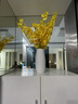 木子西年 北欧小号陶瓷花瓶装饰摆件假花仿真花插花水培花器 客厅餐桌家居装饰品 【套装】竖条花瓶+7支黄色跳舞兰(仿真花) 实拍图