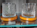 PAKCHOICE威士忌酒杯白兰地冰川纹烈洋酒水晶雕花古典玻璃解压陀螺旋转杯子 【冰花275ml】带竹木杯托 实拍图