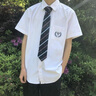 南笙范dk制服高中男女刺绣白衬衫短袖毕业照领带班服学生团体jk学院风 Q28衬衫【含领带】 M （适合90-115斤） 实拍图