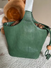 裘真复古遇花篮包手提斜挎牛皮包通勤休闲大容量菜篮子包 绿色 暂不预售 实拍图