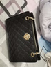红谷包包女包新款时尚大气菱格单肩包牛皮链条手提包女圣诞礼物 漆黑 实拍图