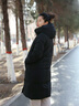 雪中飞中长款过膝羽绒服女加厚保暖冬装外套2025新款时尚百搭防寒服女装 黑色 2XL (175) （125-135斤） 实拍图