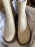 百丽（Belle）百搭弹力靴女商场同款芒果头平跟休闲短靴A2P1DDD3 米白-单里 37 (235mm) 实拍图