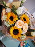 插画鲜花速递向日葵玫瑰混搭花束表白送女友老婆生日礼物全国同城配送 3朵向日葵5朵香槟玫瑰混搭花束 实拍图