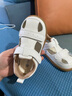 牧童宝宝学步鞋秋冬款婴幼儿童鞋软底皮面小白鞋女童机能鞋男童步前鞋 贝壳白（夏凉鞋） 25 鞋内长16.3cm 实拍图