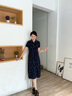薇洛萱（WeiLuoXuan）2025夏天季新款连衣裙女装宽松休闲碎花POLO中长t恤棉裙子8707 藏青色 M 建议85-100斤 实拍图