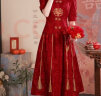 塞德勒（SAIDELE）新中式敬酒服新娘酒红色旗袍改良简约秀禾服中袖结婚服订婚连衣裙 酒红色 S (建议86-95斤) 晒单实拍图