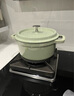 卡罗特珐琅锅铸铁锅搪瓷锅汤锅双耳煲汤锅炖肉锅煮粥锅 绿色24CM 珐琅锅（3-5人用） 24cm 实拍图