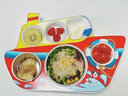 Kunzhan304不锈钢儿童餐盘分格餐盒便当盒带盖婴儿辅食餐盘可爱饭盒 带盖儿童餐盘-轮船红色+餐具 实拍图