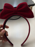 飞花 立体蝴蝶结发箍头饰女红色丝绒头箍发饰 酒红色 1个 实拍图
