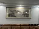 六画流水生财山水画靠山图客厅装饰画国画办公室风景挂画书房茶室壁画 流水生财A1 95*251cm宣纸锦绫+有机玻璃+胡桃色实木框（大气款） 实拍图