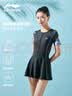 李宁（LI-NING）泳衣女连体裙式修身显瘦游泳衣舒适透气温泉度假泳装088 黑色XXL 实拍图