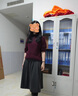 无印良品 MUJI 女式 阿兰图案 高领毛衣 长袖针织衫女款冬季W9AA874 深紫红色 L (165/88A) 实拍图