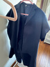 无印良品（MUJI）女式 易干弹力泡泡纱 开领短袖衫女士衬衫衬衣外套夏季款BC2JPA4S 深藏青色 L (165/88A) 实拍图