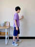 巴帝巴帝男童夏装套装2024新款洋气中大童夏季短袖t恤酷帅男孩衣服两件套 紫色 120 cm 实拍图