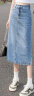 丝柏舍高腰半身裙2024春夏新款女时尚通勤中长款水洗开叉牛仔裙 浅蓝色 XL 晒单实拍图