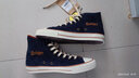 马登灯芯绒高帮板鞋男士潮流百搭休闲鞋绒布拼色帆布鞋学生街头滑板鞋 深蓝色  马登工装 42 实拍图
