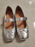 百丽（Belle）沈梦辰同款芭蕾风玛丽珍鞋女商场单鞋B4Y1DCQ4 【沈梦辰同款】银色 39 (245mm) 实拍图
