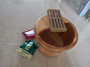 温友泡脚桶木桶泡脚木盆洗脚盆家用保温足浴盆香柏木质足浴实木泡脚盆 26cm柚木圆边+按摩珠+艾草 实拍图
