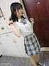 萝美酱jk制服春秋全套女生短裙学院风JK裙百褶裙半身裙套装显瘦裙子 温柔格裙+短袖衬衫+领结 S 【建议80-95斤】 实拍图