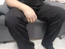 老爷车秋天宽松休闲裤男爸爸裤中老年高腰长裤冬季加厚加绒裤男士直筒裤 春秋不加绒(款)黑灰色 常规 3XL 体重140-160斤 实拍图