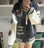 A CHOCK毛巾绣美式字母棒球服街头夹棉加厚夹克外套 藏青色常规款 M 实拍图