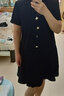 AMII法式复古a字连衣裙女夏季新款赫本风显瘦V领修身裙子 黑色 3XL 180/100A 实拍图