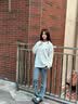 查尔斯桃心针织衫男女情侣款 小爱心Logo圆领编织休闲针织毛衣 白色 XL 实拍图