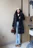 高梵黑金鹅绒服女王3.0八格收腰羽绒服女中长款冬厚外套 黑色 S 实拍图