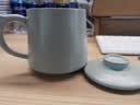 汝道 描金汝窑办公杯可养开片带过滤手柄陶瓷茶杯办公室泡茶杯茶水分离杯个人杯定制礼盒装 汝窑龙雀杯三件套450ml 实拍图