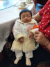 童港湾婴幼儿童套装薄棉衣春秋款女宝宝薄棉衣三件套蕾丝外套 黄色 6码/0-6个月 实拍图