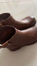 百丽（Belle）舒适瘦瘦休闲靴女2025冬新款商场同款羊皮复古靴B7E1DDD5 棕色-单里 37 (235mm) 实拍图