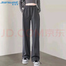 真维斯（JEANSWEST）休闲裤女高腰宽松显瘦束脚裤秋季运动裤子女系带卫裤深灰色XL 实拍图
