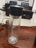 希诺（HEENOOR）茶水分离杯男士双层保温透明泡茶玻璃杯浓淡自控办公高档商务水杯 隔热防烫-7096黑色-360ml 实拍图
