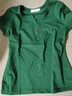 登森奥奥新款纯棉短袖t恤女夏装半袖女装V领显瘦短袖女T恤修身上衣 绿色 XL 建议110-120斤 实拍图