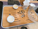 茶盘茶台茶托盘竹制密胺干泡盘功夫茶具盘储水排水茶字小号长方 长方储排双用(胡桃+仙鹤)-密胺黑 实拍图